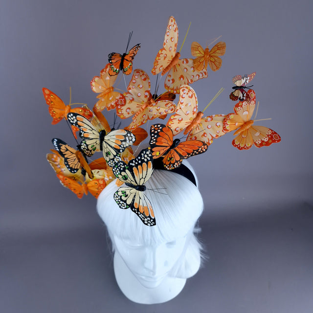"Kelebek" Orange Butterfly Headdress