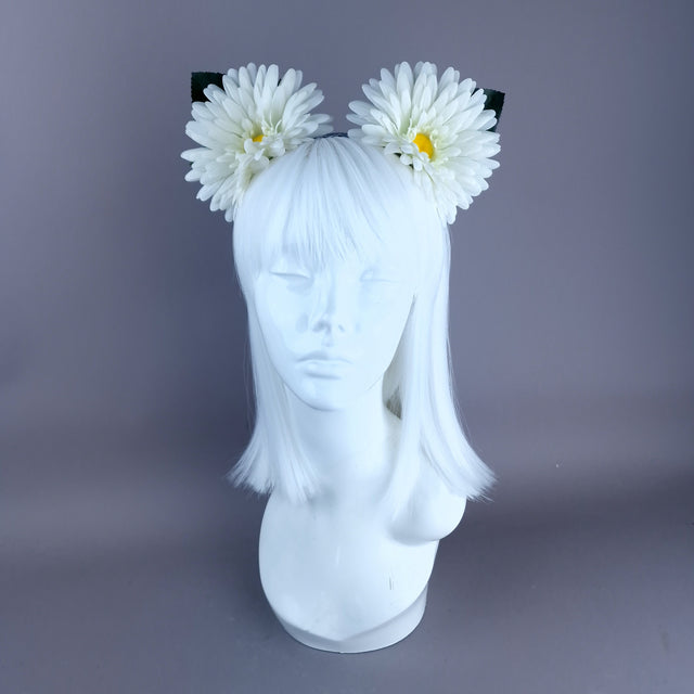 "Posy" White Flower Ear Headpiece