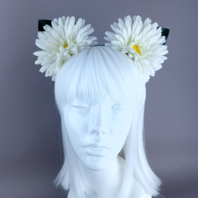 "Posy" White Flower Ear Headpiece