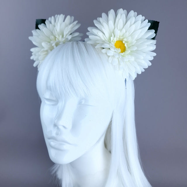 "Posy" White Flower Ear Headpiece