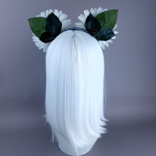 "Posy" White Flower Ear Headpiece