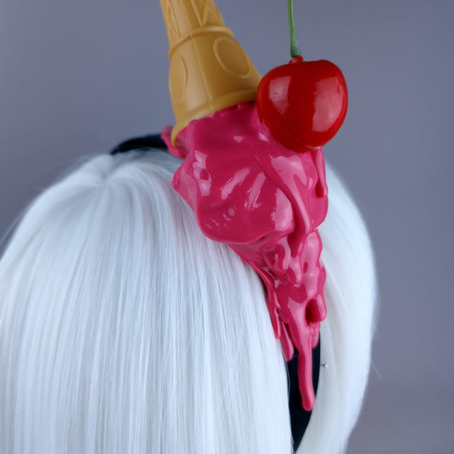 "Splat" Pink Dropped Ice-cream Headpiece