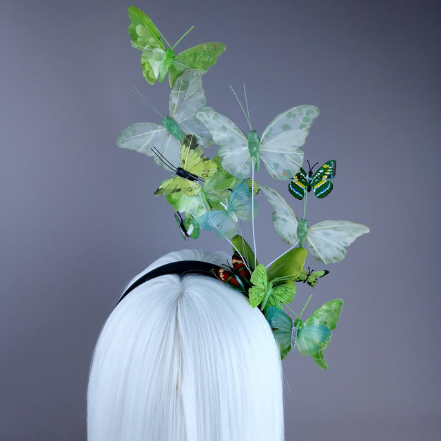 "Perhonen" Green Butterfly Headdress