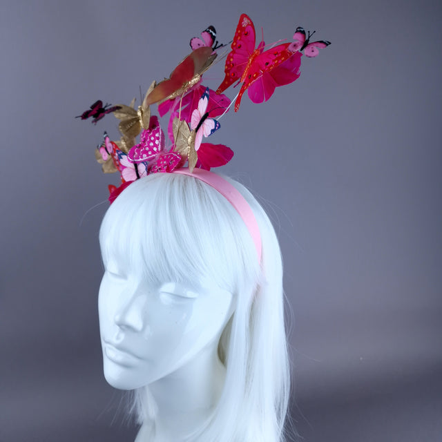 "Yaritza" Pink & Gold Butterfly Headdress