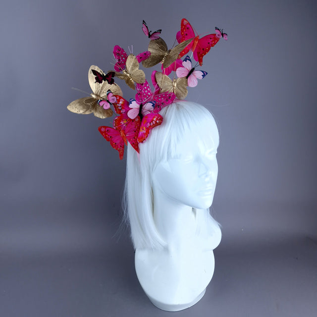 "Yaritza" Pink & Gold Butterfly Headdress