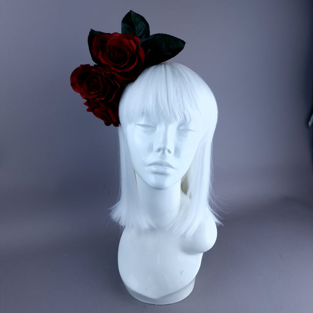 "Zaria" Red Rose Flower Headdress
