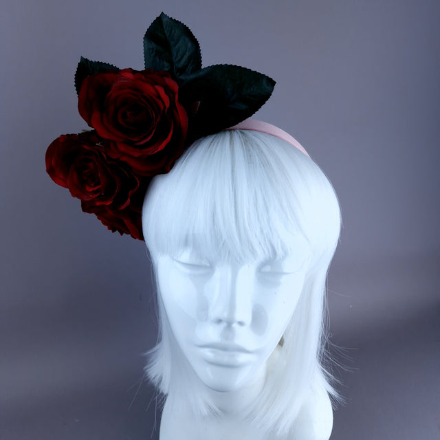 "Zaria" Red Rose Flower Headdress