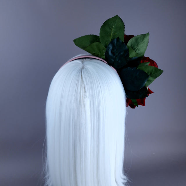 "Zaria" Red Rose Flower Headdress