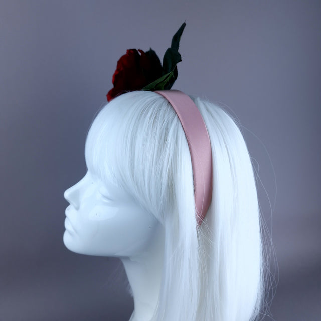 "Zaria" Red Rose Flower Headdress