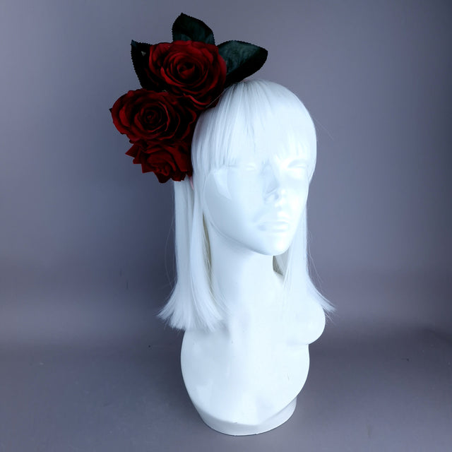 "Zaria" Red Rose Flower Headdress