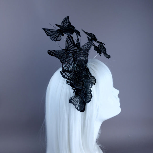 "Cassius" Black Butterfly Headdress