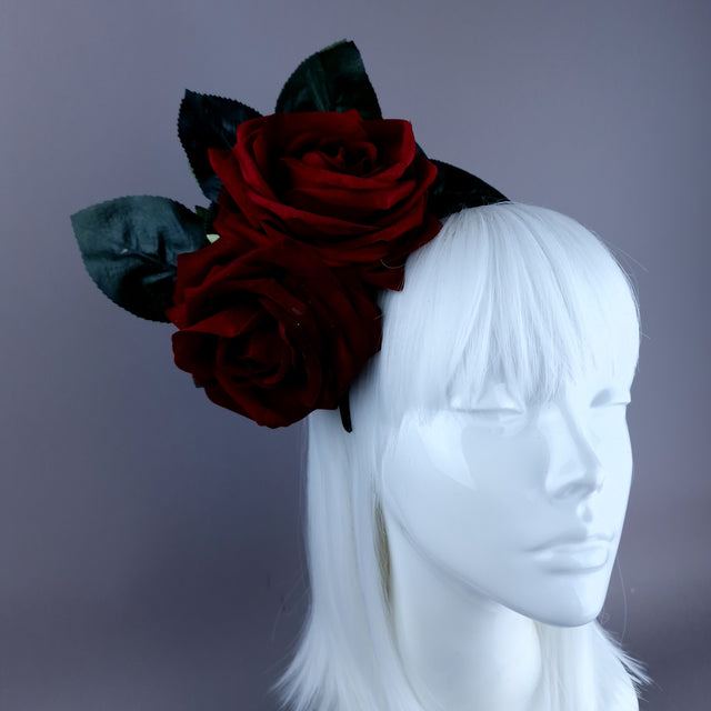 "Annora" Red Rose Flower Headdress