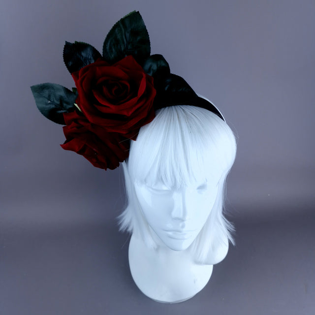 "Annora" Red Rose Flower Headdress