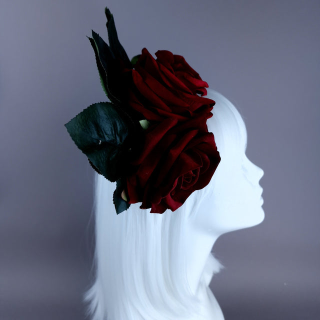 "Annora" Red Rose Flower Headdress