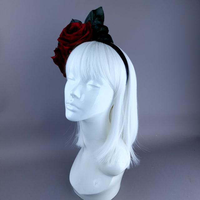 "Annora" Red Rose Flower Headdress