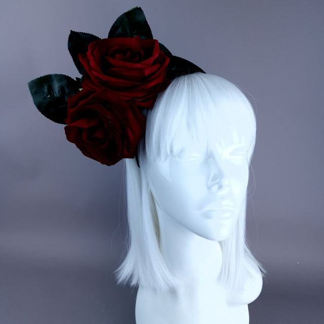 "Annora" Red Rose Flower Headdress