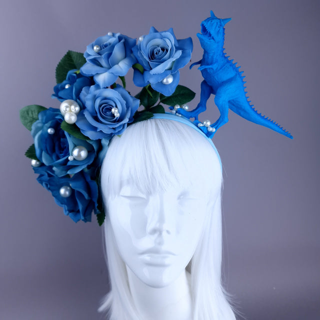 "Terror" Dinosaur, Pearls & Blue Rose Headdress
