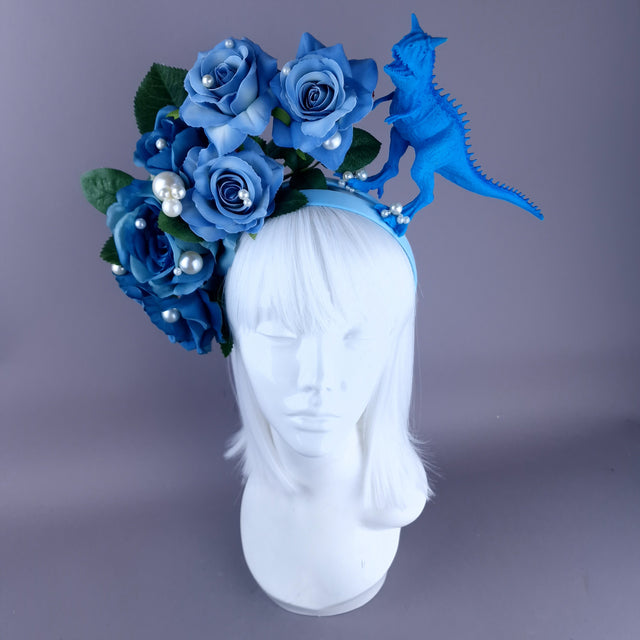 "Terror" Dinosaur, Pearls & Blue Rose Headdress