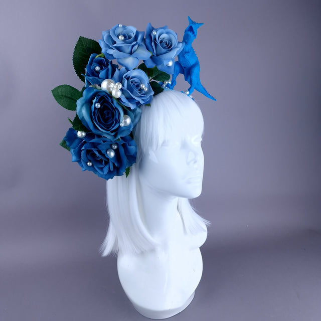 "Terror" Dinosaur, Pearls & Blue Rose Headdress