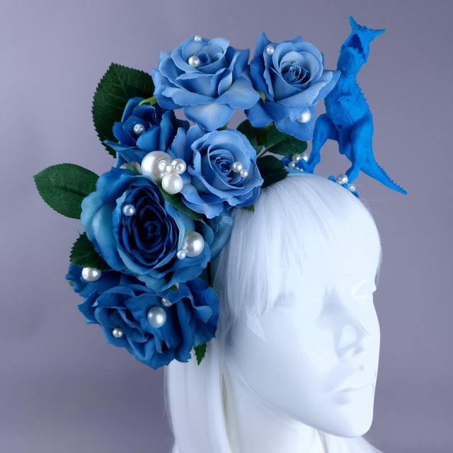 "Terror" Dinosaur, Pearls & Blue Rose Headdress