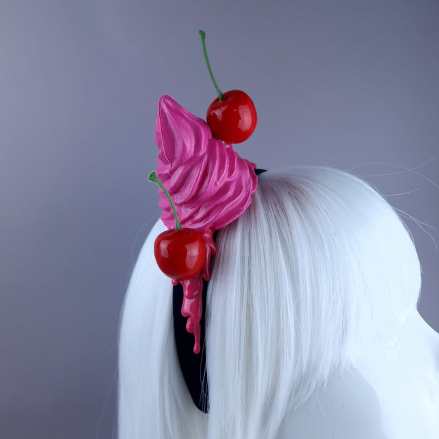 "Dessert" Pink Ice-cream & Cherries Headpiece