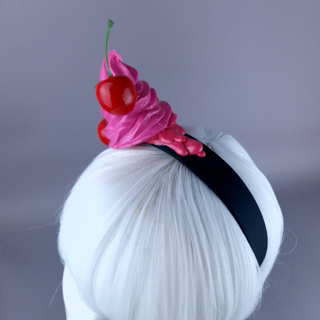 "Dessert" Pink Ice-cream & Cherries Headpiece