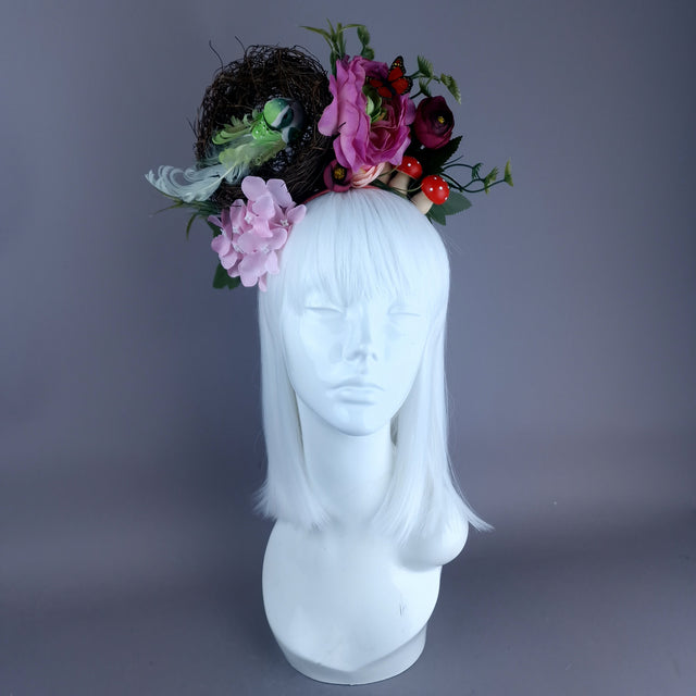 "Spring Has Sprung" Green & Plum Birds Nest Flower Crown