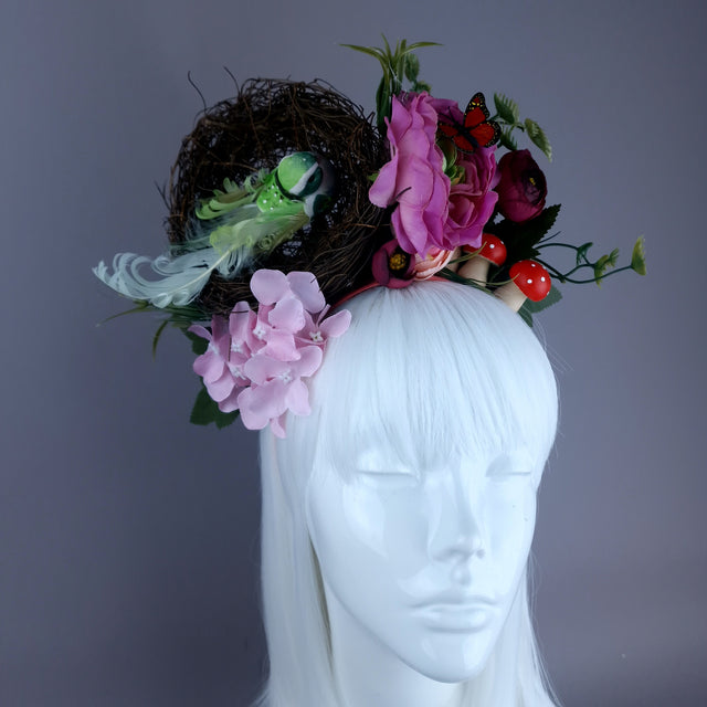 "Spring Has Sprung" Green & Plum Birds Nest Flower Crown