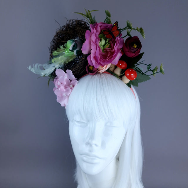 "Spring Has Sprung" Green & Plum Birds Nest Flower Crown
