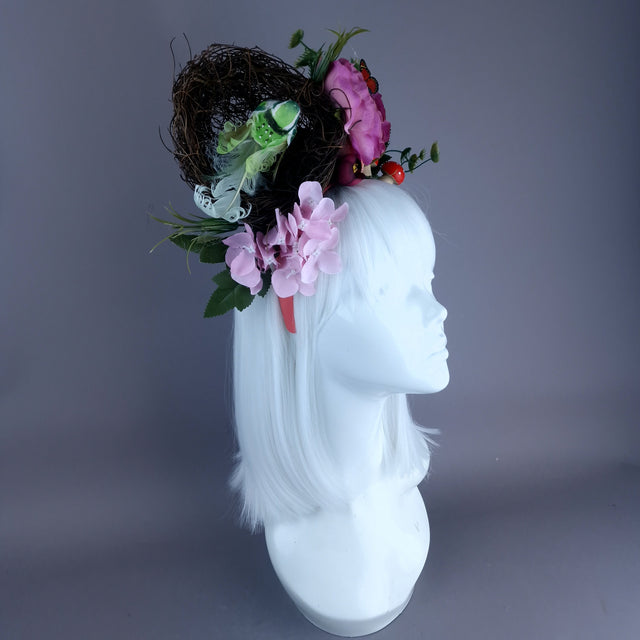 "Spring Has Sprung" Green & Plum Birds Nest Flower Crown