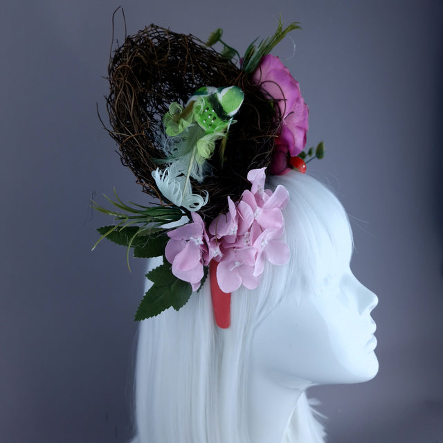 "Spring Has Sprung" Green & Plum Birds Nest Flower Crown
