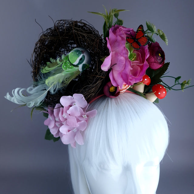 "Spring Has Sprung" Green & Plum Birds Nest Flower Crown