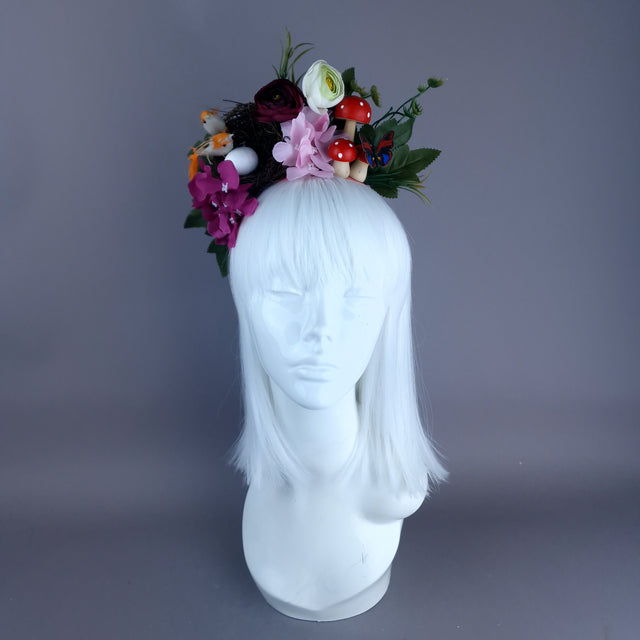 "Spring Has Sprung" Orange & Plum Birds Nest Flower Crown