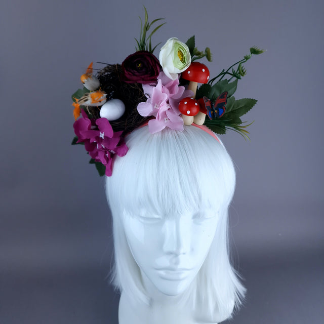 "Spring Has Sprung" Orange & Plum Birds Nest Flower Crown