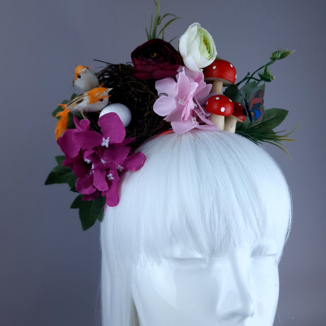 "Spring Has Sprung" Orange & Plum Birds Nest Flower Crown