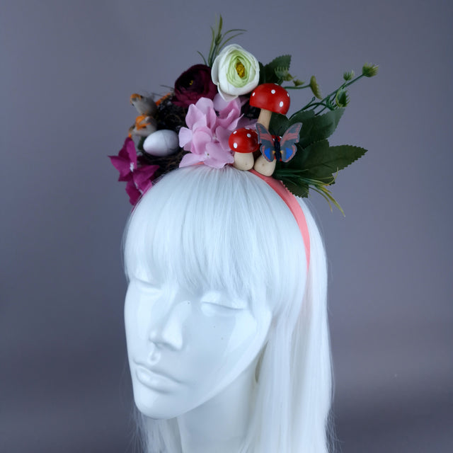 "Spring Has Sprung" Orange & Plum Birds Nest Flower Crown
