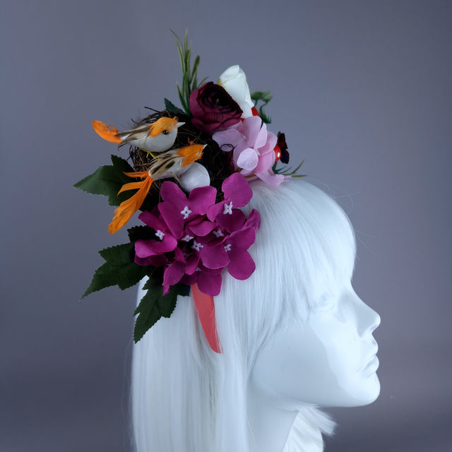 "Spring Has Sprung" Orange & Plum Birds Nest Flower Crown