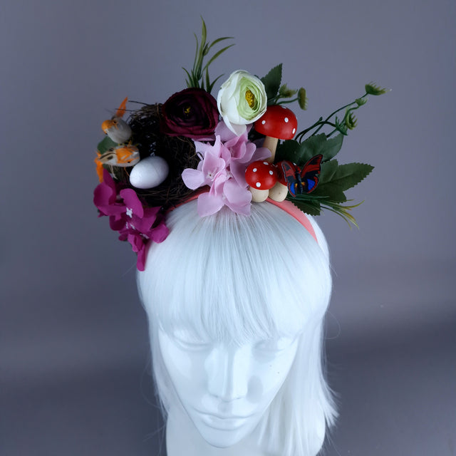 "Spring Has Sprung" Orange & Plum Birds Nest Flower Crown