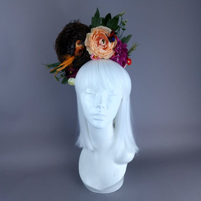 "Spring Has Sprung" Orange & Peach Birds Nest Flower Crown