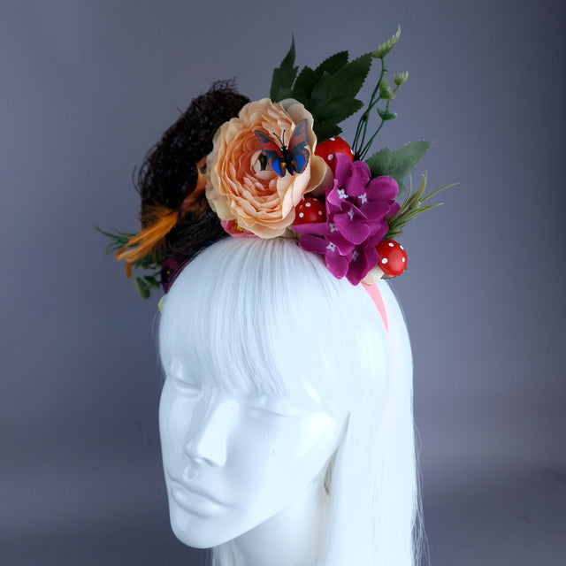 "Spring Has Sprung" Orange & Peach Birds Nest Flower Crown
