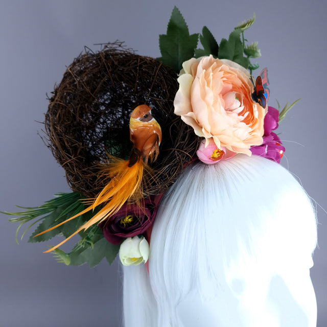 "Spring Has Sprung" Orange & Peach Birds Nest Flower Crown