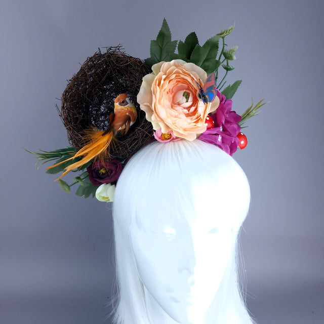 "Spring Has Sprung" Orange & Peach Birds Nest Flower Crown