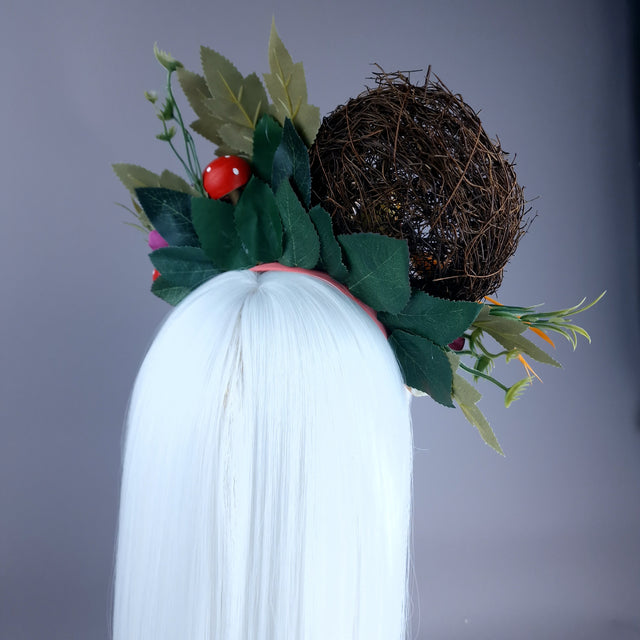 "Spring Has Sprung" Orange & Peach Birds Nest Flower Crown