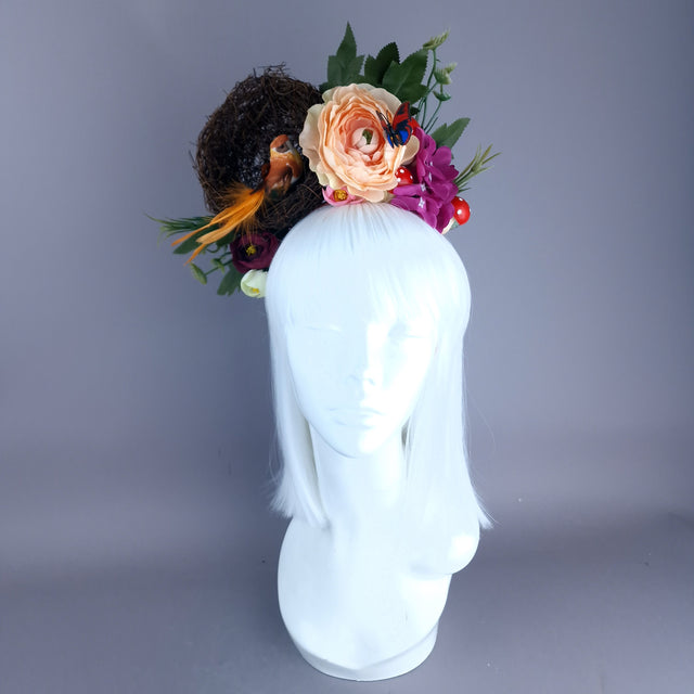 "Spring Has Sprung" Orange & Peach Birds Nest Flower Crown