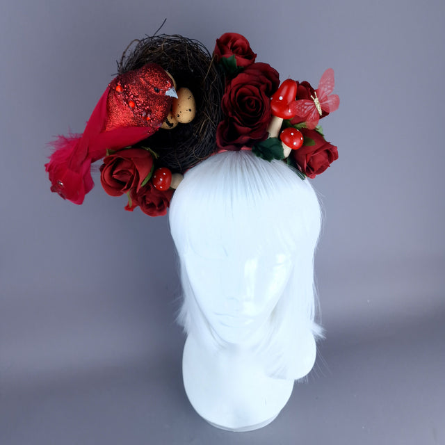 "Spring Has Sprung" Red Birds Nest Flower Crown