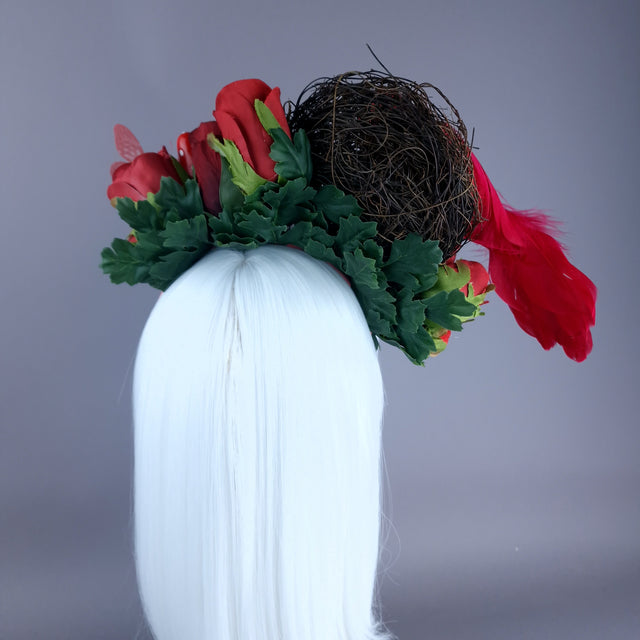 "Spring Has Sprung" Red Birds Nest Flower Crown