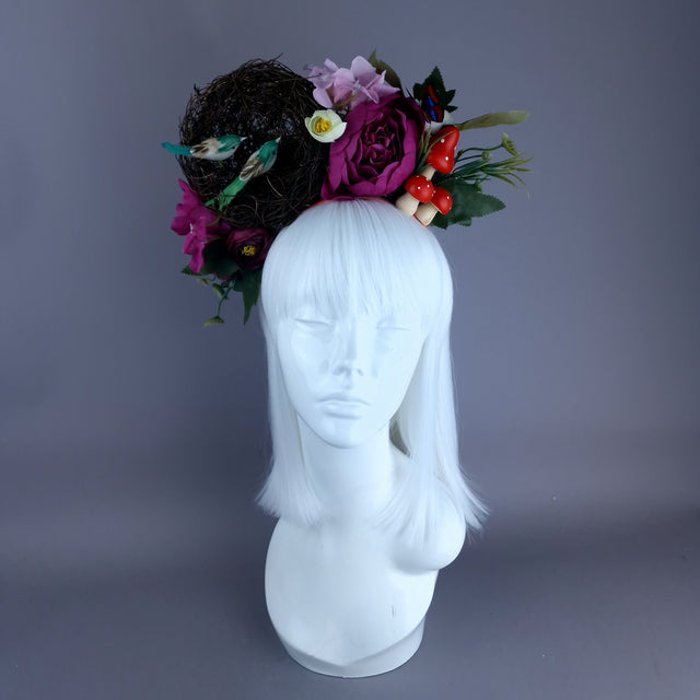 "Spring Has Sprung" Green & Plum Birds Nest Flower Crown