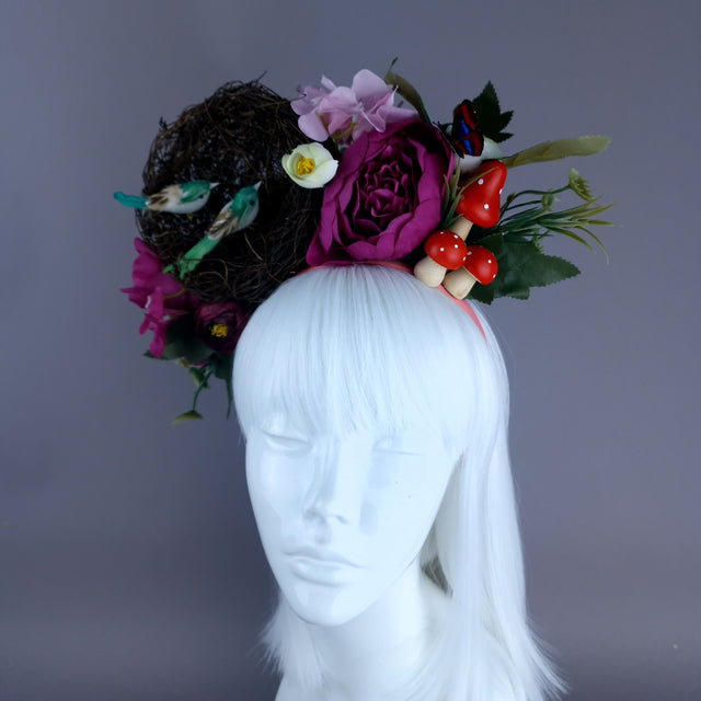 "Spring Has Sprung" Green & Plum Birds Nest Flower Crown