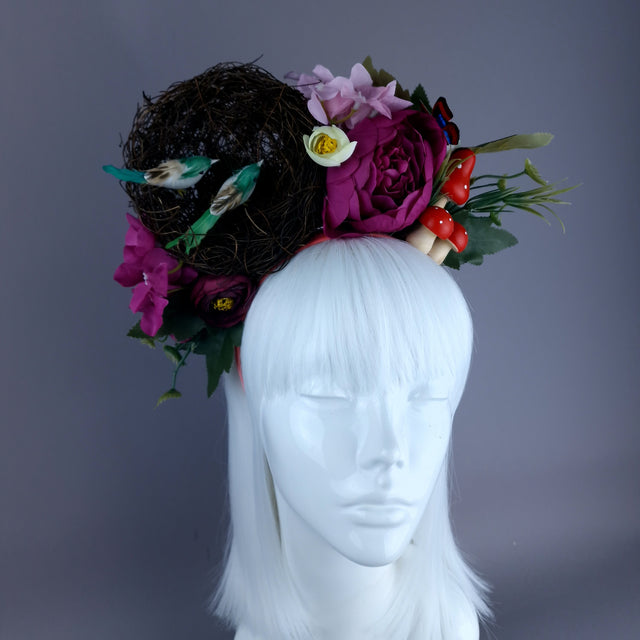 "Spring Has Sprung" Green & Plum Birds Nest Flower Crown
