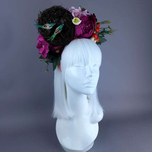 "Spring Has Sprung" Green & Plum Birds Nest Flower Crown